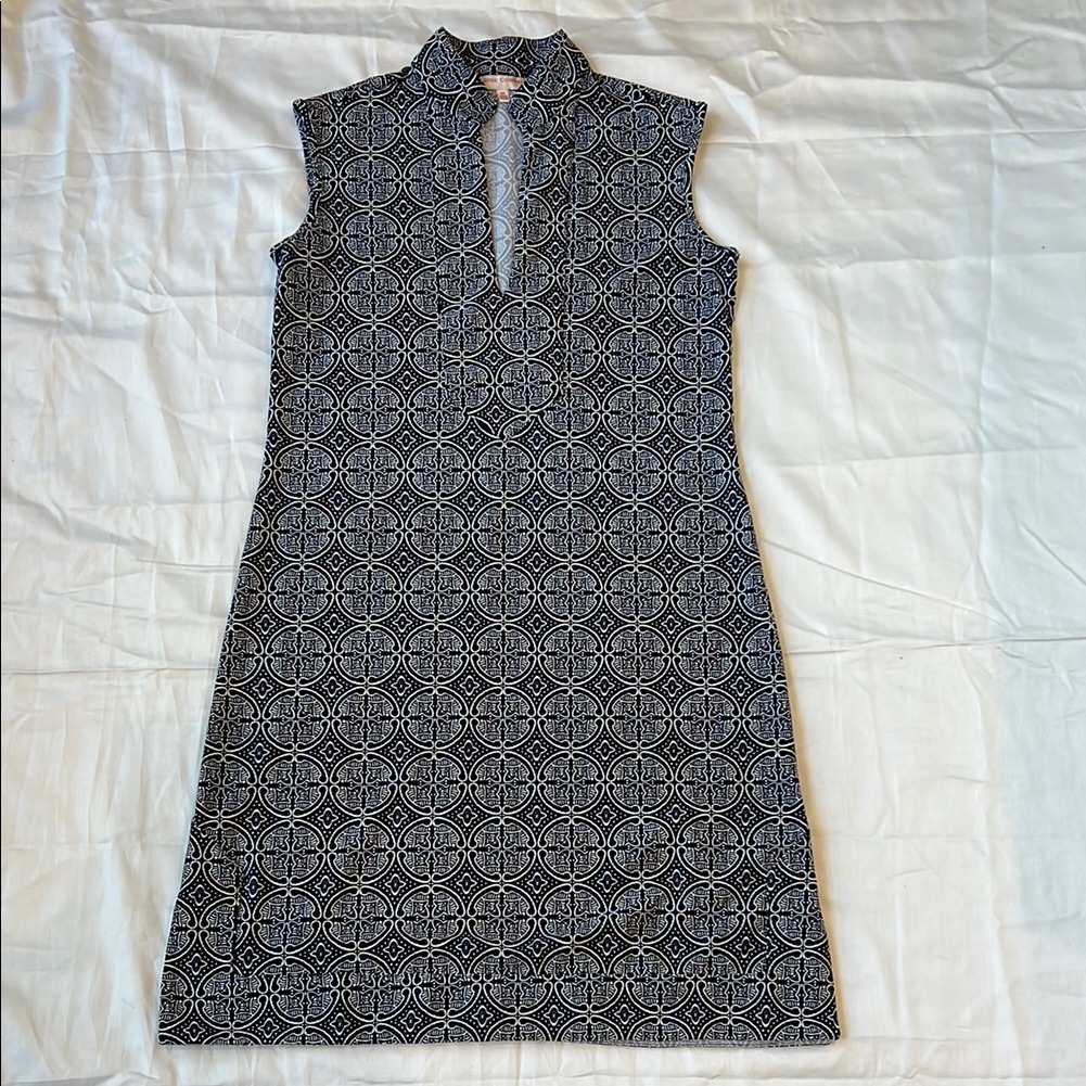 Jude Connally Navy White Patterned Dress